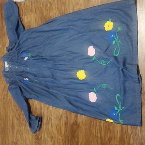 Vintage Styled By Saybury denim Blue Pastel House Dress Size large